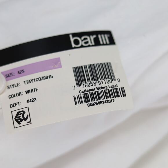 Bar III Men's White Linen Summer Casual Slim-Fit Formal Suit Jacket Size 42S - Picture 8 of 9